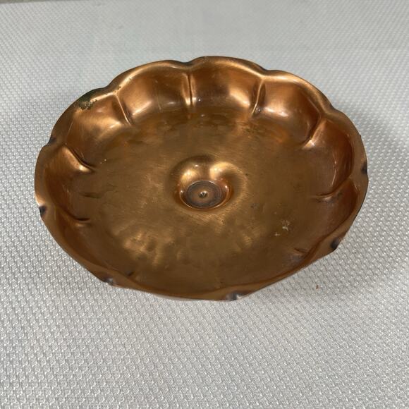 Other - Metal 5” X 2” Scalloped Copper Pedestal Candy Dish
